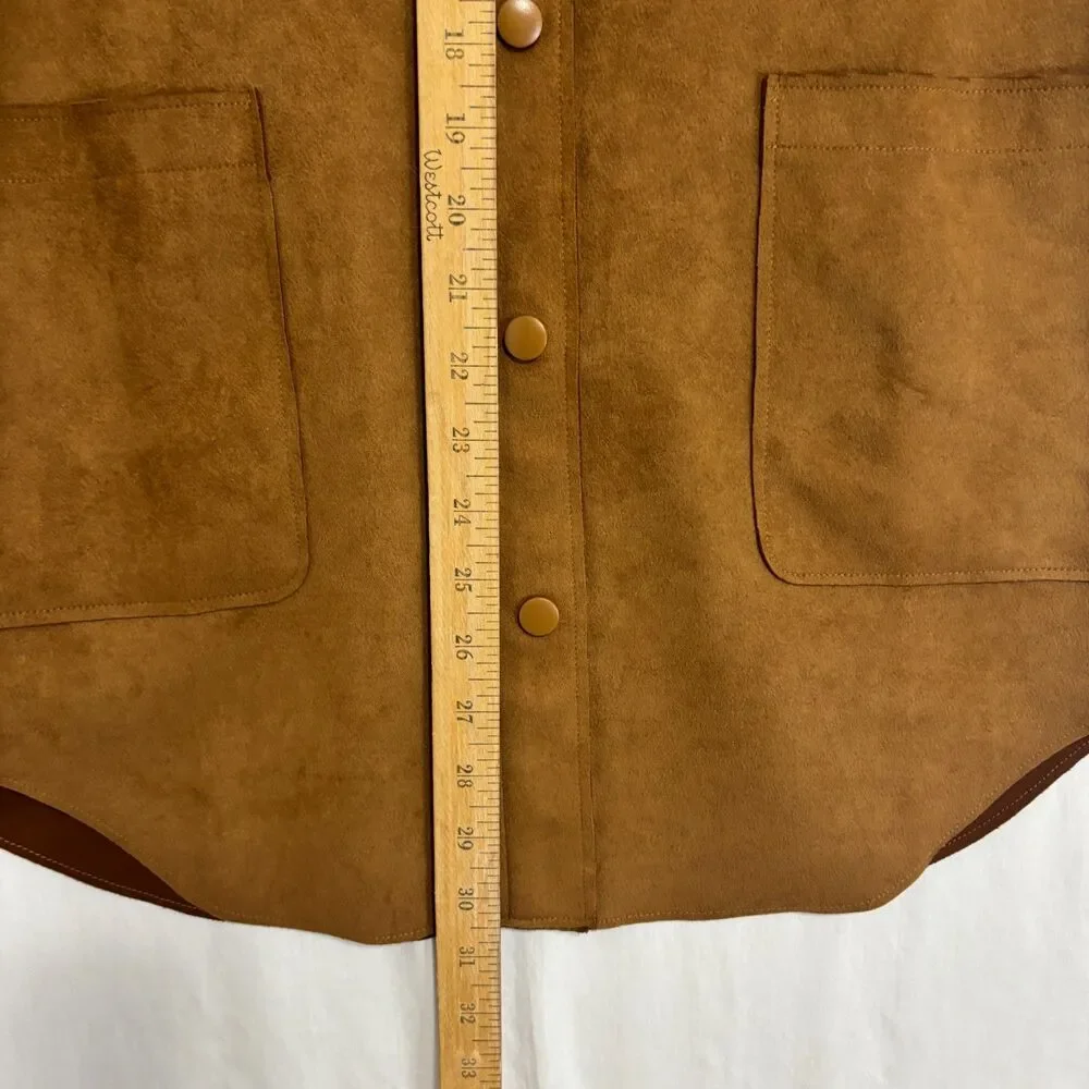 Well Worn Shacket Womens S Brown‎ Faux Suede Snap Buttons Chic Casual Minimalist - Picture 9 of 10